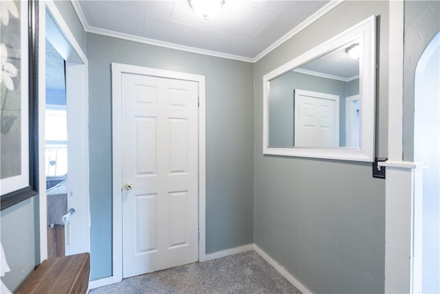 82 Maple St, Canisteo, NY 14823 - hall with ornamental molding and carpet flooring