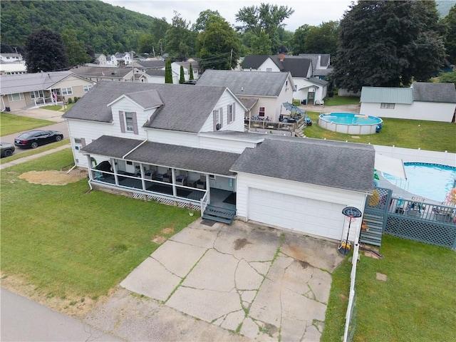 82 Maple St, Canisteo, NY 14823 - aerial view of residential area featuring a pool