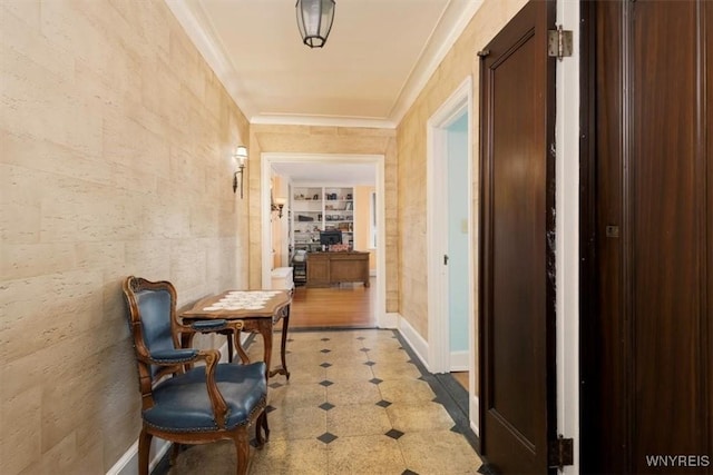 83 Bryant # 7Ab, Buffalo, NY 14209 - hallway featuring ornamental molding and tile patterned floors