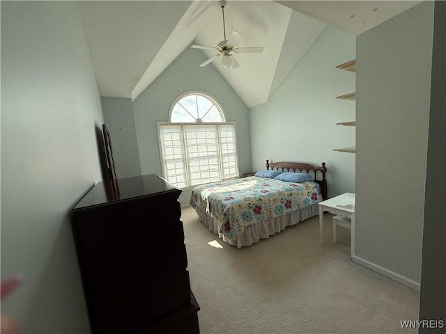 26 Forestglen Cir, Amherst, NY 14221 - bedroom featuring light colored carpet, vaulted ceiling, and a ceiling fan