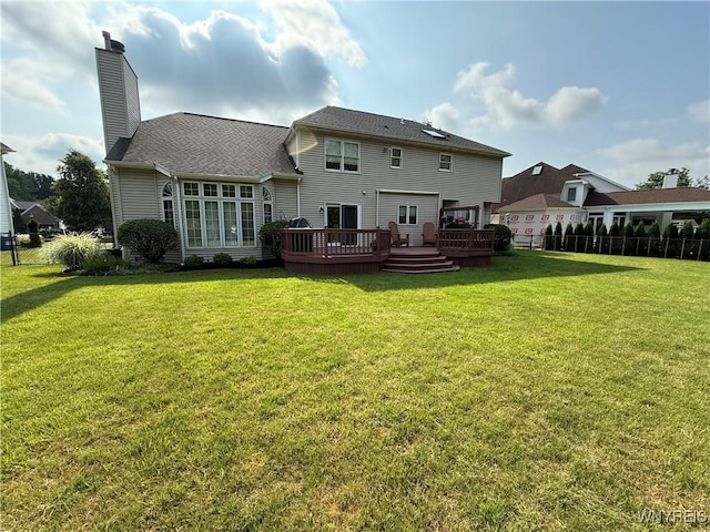 26 Forestglen Cir, Amherst, NY 14221 - back of property featuring a wooden deck and a chimney