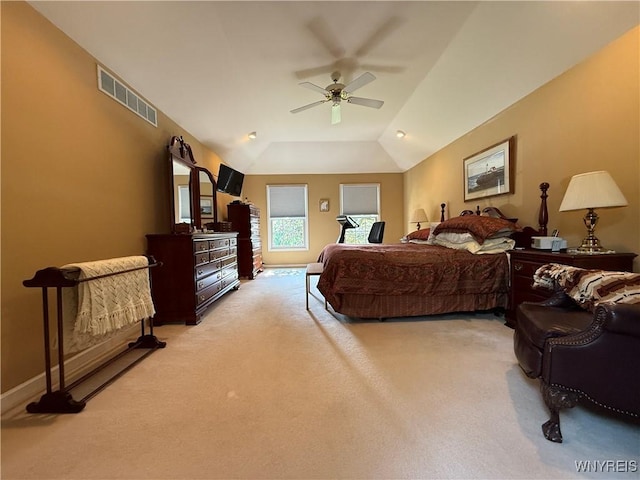 26 Forestglen Cir, Amherst, NY 14221 - bedroom featuring light colored carpet, lofted ceiling, and ceiling fan