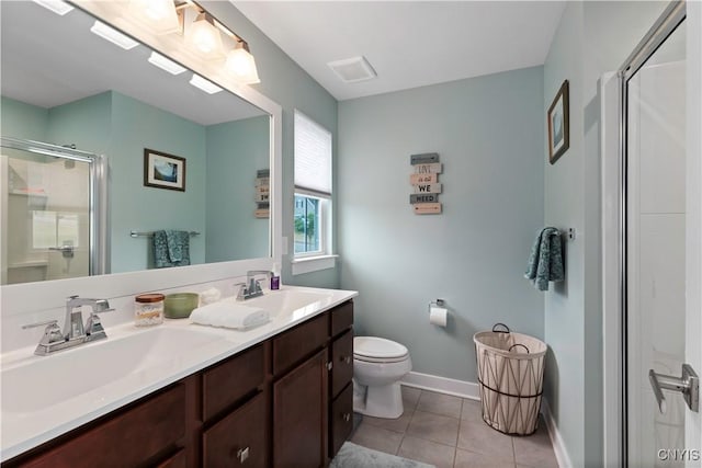 2600 Sunshine Cir, Camillus, NY 13031 - full bathroom featuring a stall shower, double vanity, and tile patterned flooring