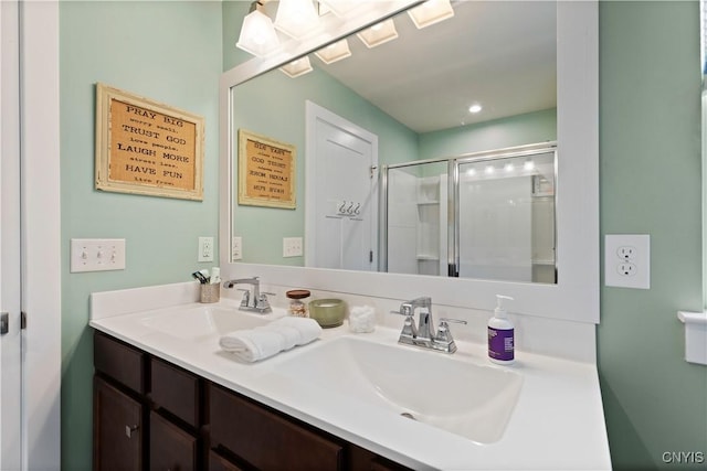 2600 Sunshine Cir, Camillus, NY 13031 - full bathroom featuring double vanity and a stall shower