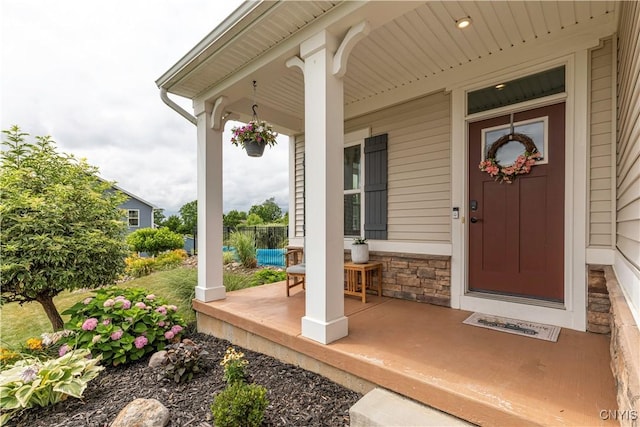 2600 Sunshine Cir, Camillus, NY 13031 - entrance to property with a porch and stone siding