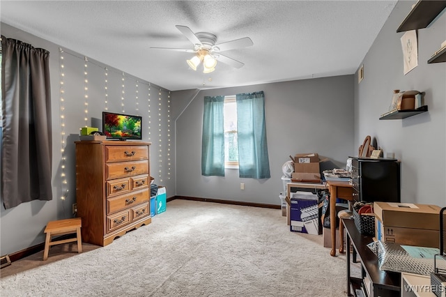 112 Creekview Dr, West Seneca, NY 14224 - bedroom with carpet flooring, a textured ceiling, an office area, and ceiling fan