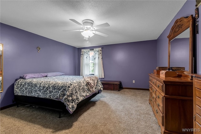 112 Creekview Dr, West Seneca, NY 14224 - bedroom with light carpet, a ceiling fan, and a textured ceiling