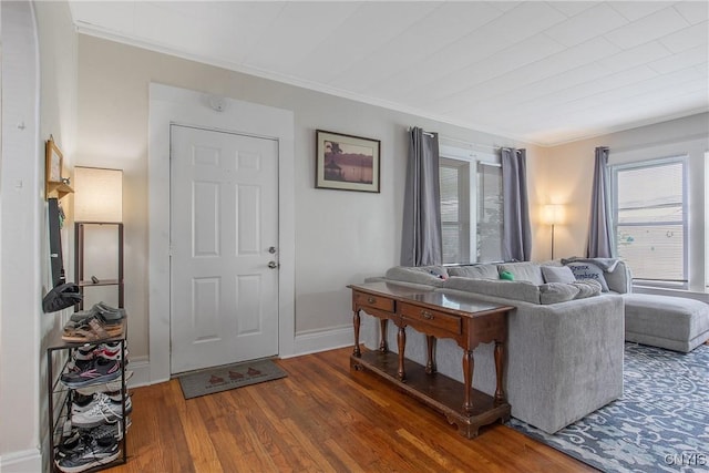 505 Tompkins St, Syracuse, NY 13204 - living area featuring wood finished floors and crown molding