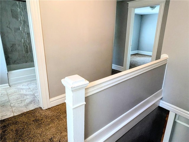 883 Brown Rd, Irondequoit, NY 14622 - hallway with an upstairs landing and carpet floors