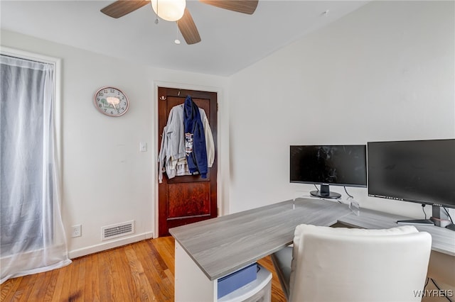 445 75th St, Niagara Falls, NY 14304 - office featuring a ceiling fan and wood finished floors