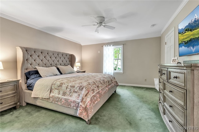 29 Cherry Tree Ln, Orchard Park, NY 14127 - bedroom with carpet floors, crown molding, and ceiling fan