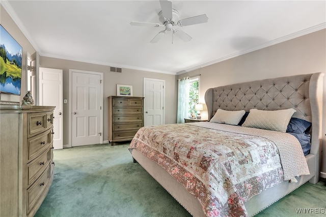 29 Cherry Tree Ln, Orchard Park, NY 14127 - bedroom with light carpet, crown molding, and a ceiling fan