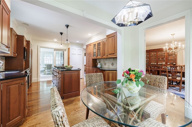8 Oak Ln, Brighton, NY 14610 - dining room with a chandelier, light wood finished floors, and recessed lighting