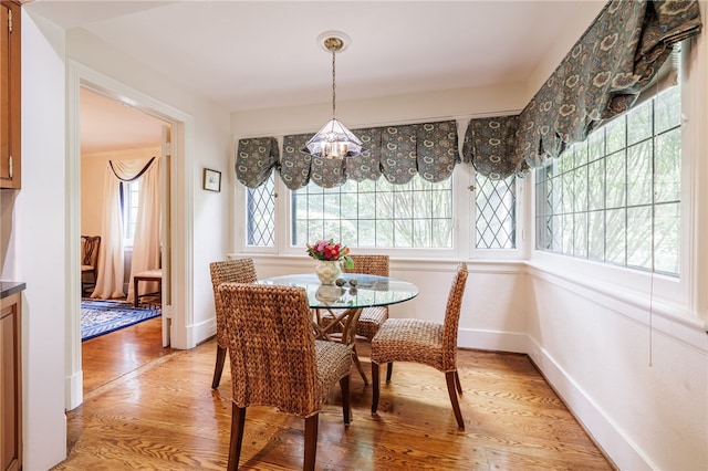 8 Oak Ln, Brighton, NY 14610 - dining room with healthy amount of natural light, light wood-style floors, and a chandelier