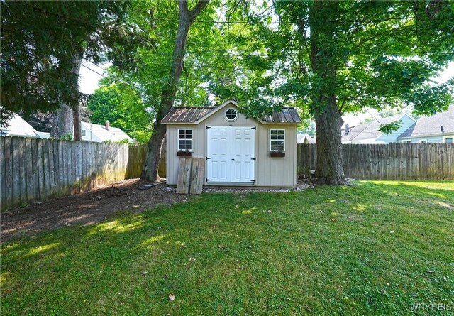 120 Cloverside Ct, West Seneca, NY 14224 - view of shed with a fenced backyard