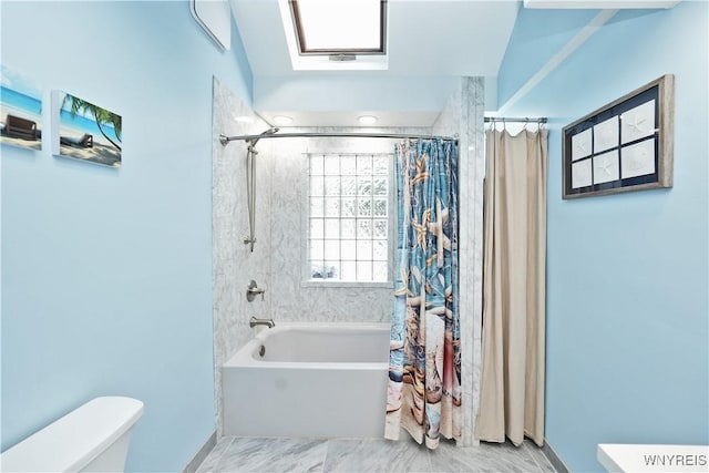 120 Cloverside Ct, West Seneca, NY 14224 - bathroom featuring toilet and shower / bathtub combination with curtain