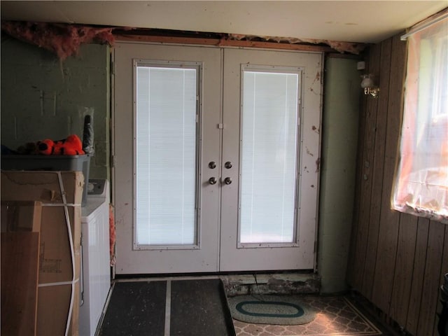 18 Mark Cir, Naples, NY 14512 - entryway with french doors and wood walls