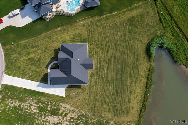 6993 Pine Lk, Pendleton, NY 14120 - aerial view of a pool area and a nearby body of water