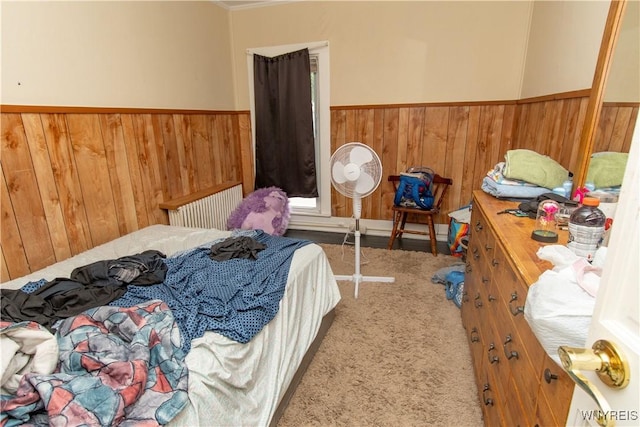 14 W Main St, Concord, NY 14141 - bedroom with wood walls, carpet, wainscoting, and crown molding