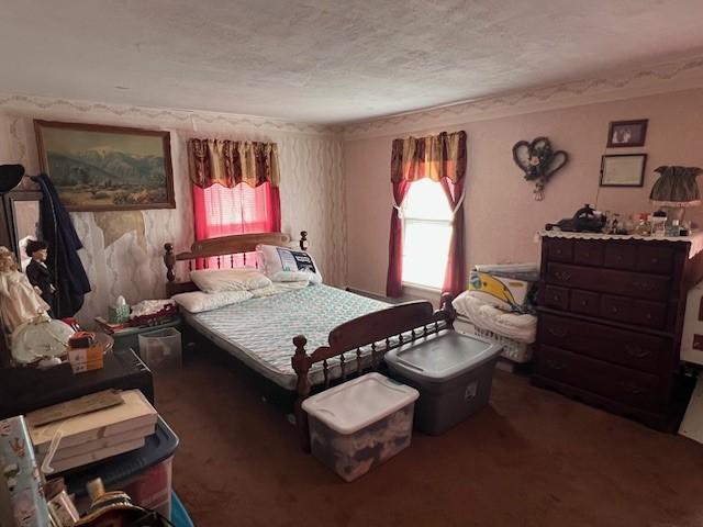 67 Perry Ave, Corning City, NY 14830 - carpeted bedroom featuring multiple windows and a textured ceiling