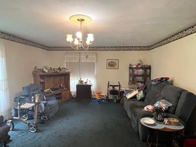 67 Perry Ave, Corning City, NY 14830 - living room featuring carpet floors, plenty of natural light, and a chandelier