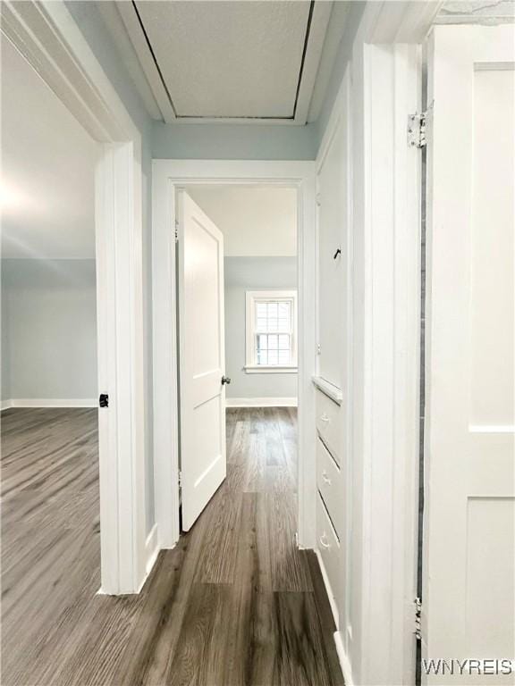 1433 Eggert Rd, Amherst, NY 14226 - hall featuring dark wood-style floors and baseboards