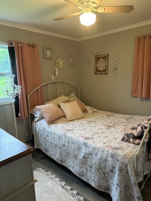 402 E Water St, Smethport Boro, PA 16749 - bedroom with crown molding, ceiling fan, and wood finished floors
