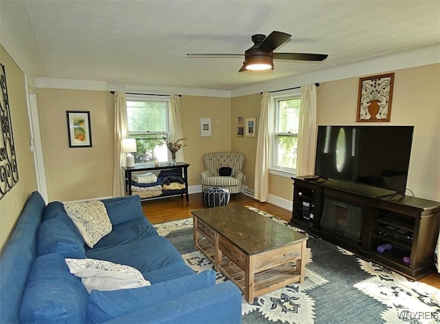 37 Woodmar Ter, West Seneca, NY 14224 - living area with wood finished floors and ceiling fan