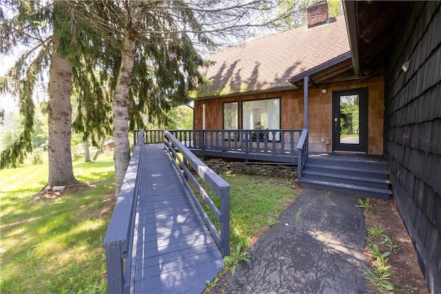 2064 County Highway 8, Roxbury, NY 12421 - wooden deck featuring a lawn