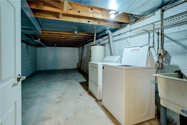 21 Spring Hl, Perinton, NY 14450 - unfinished basement with water heater and washer and clothes dryer