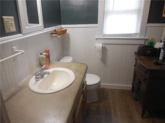 45 Olin Ave, Perry, NY 14530 - half bathroom featuring wainscoting, vanity, and wood finished floors