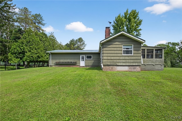 8500 Pools Brook Rd, Manlius, NY 13082 - back of house with a chimney and a lawn