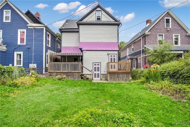 499 Breckenridge St, Buffalo, NY 14213 - rear view of property with a lawn and a deck