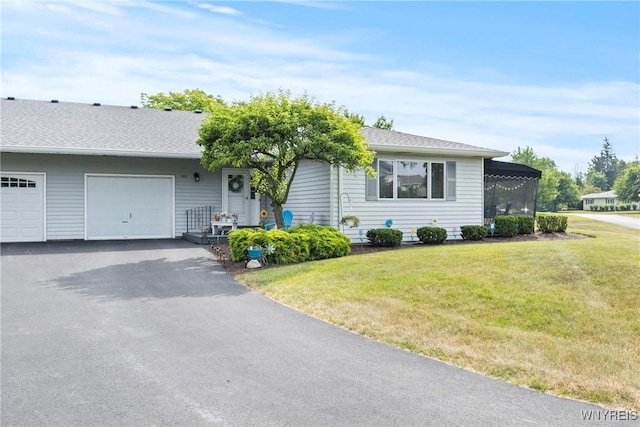 5861 Goodrich Rd Unit 6C, Clarence, NY 14032 - ranch-style home featuring driveway, a front lawn, an attached garage, and a shingled roof