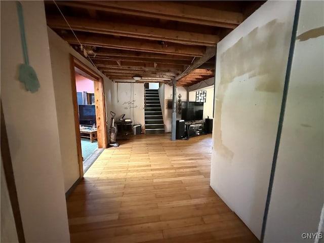352 S Real St, Cape Vincent, NY 13618 - hallway with stairs and hardwood / wood-style floors