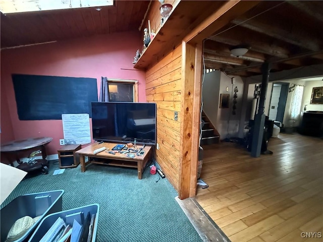 352 S Real St, Cape Vincent, NY 13618 - living area with stairway and hardwood / wood-style flooring