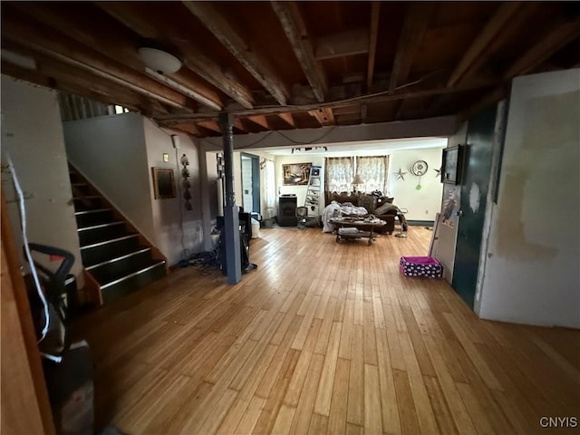 352 S Real St, Cape Vincent, NY 13618 - finished below grade area featuring stairway and hardwood / wood-style floors
