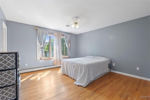 6924 Todd Way, Salina, NY 13088 - bedroom with a baseboard radiator, wood finished floors, and a ceiling fan