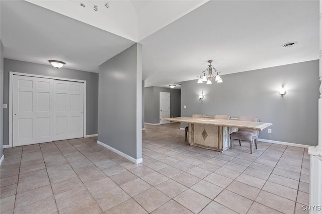 6924 Todd Way, Salina, NY 13088 - kitchen featuring light tile patterned flooring and a chandelier