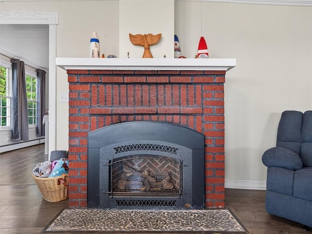 5631 W Blf, Newfane, NY 14126 - detailed view of a brick fireplace and wood finished floors