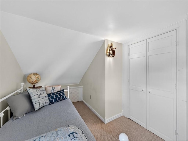 5631 W Blf, Newfane, NY 14126 - bedroom with light colored carpet, vaulted ceiling, and a closet