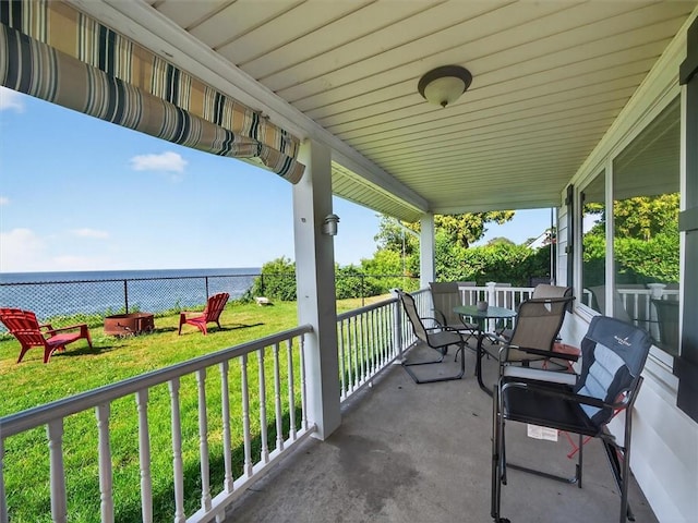 5631 W Blf, Newfane, NY 14126 - porch with a water view and a lawn