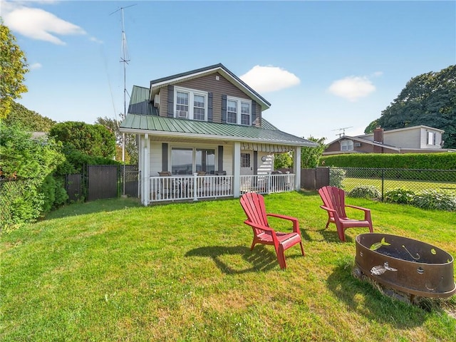 5631 W Blf, Newfane, NY 14126 - rear view of property with a metal roof, a fenced backyard, and a standing seam roof
