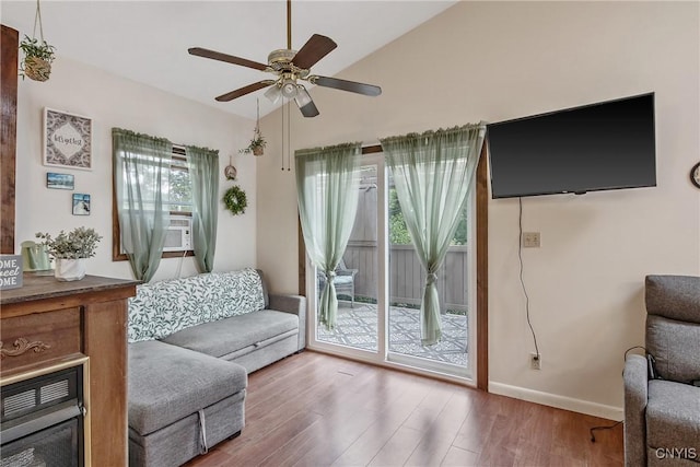 229 Gillespie Ave, Camillus, NY 13219 - living room featuring wood finished floors, a ceiling fan, and cooling unit