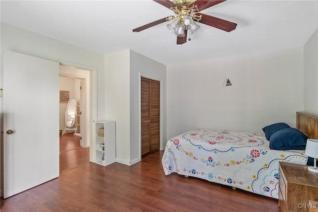 229 Gillespie Ave, Camillus, NY 13219 - bedroom with a closet, wood finished floors, and ceiling fan
