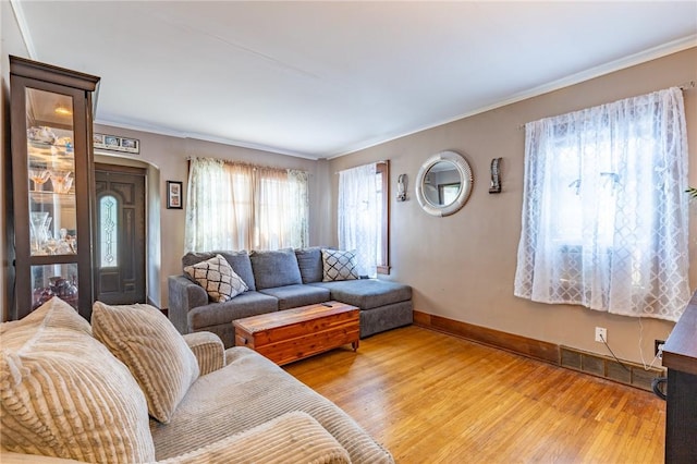 82 Barnard St, Greece, NY 14616 - living area with light wood-style floors and ornamental molding