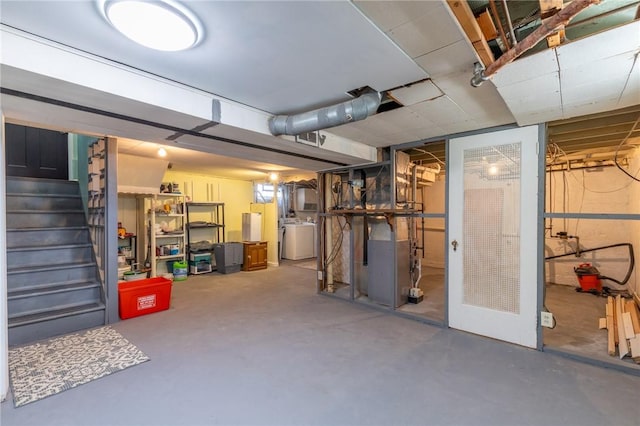 82 Barnard St, Greece, NY 14616 - unfinished below grade area featuring washer / clothes dryer and stairs