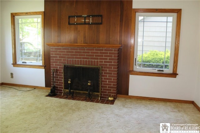 410 Chestnut St, Pomfret, NY 14063 - unfurnished living room with a fireplace and carpet flooring