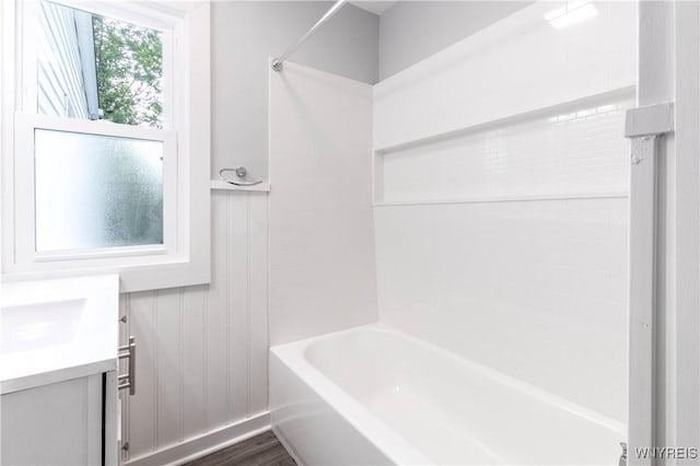 539 Windermere Blvd, Amherst, NY 14226 - full bathroom featuring vanity, shower / washtub combination, and wood finished floors