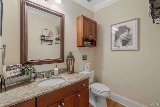 1002 Oreste St, Camillus, NY 13031 - bathroom with vanity, ornamental molding, and wood finished floors